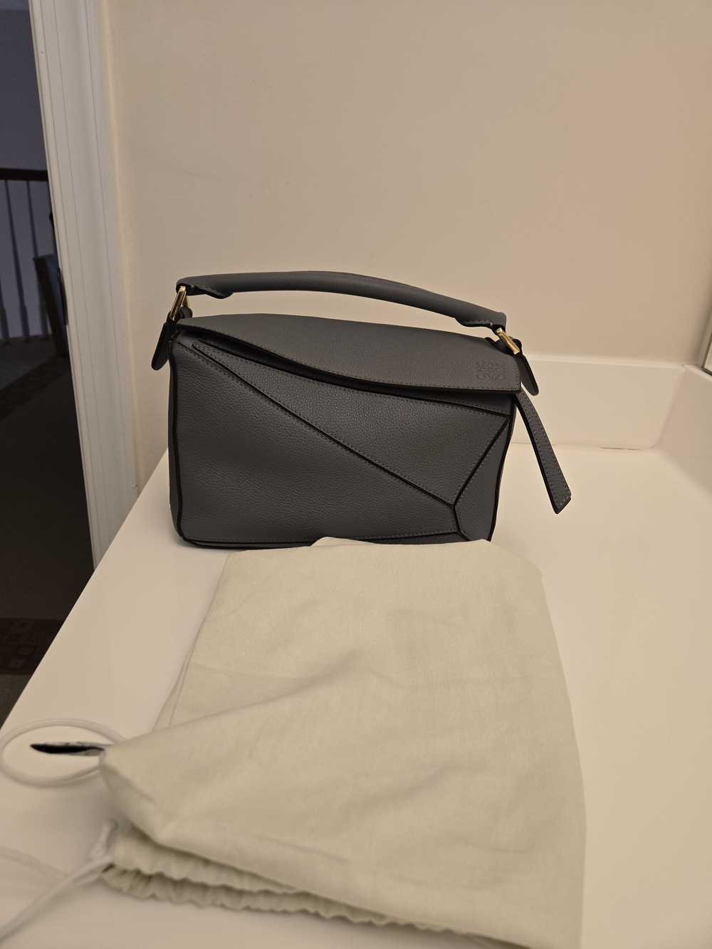 Loewe Grey Puzzle Small Leather Top-Handle Bag
